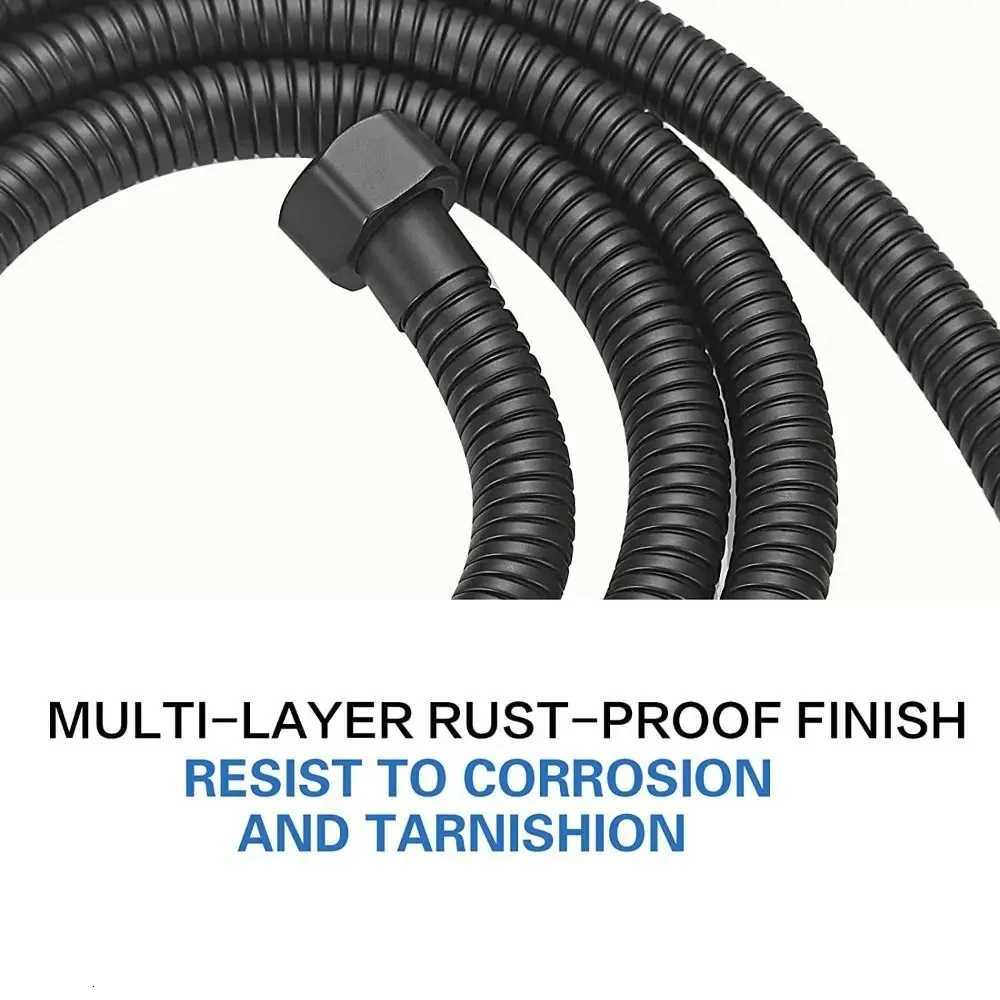 15/2/ Stainless Steel Shower Hose Black/Silver Long Bathro Shower Water Hose Extension Plumbing Pipe Shower Tube Y251107