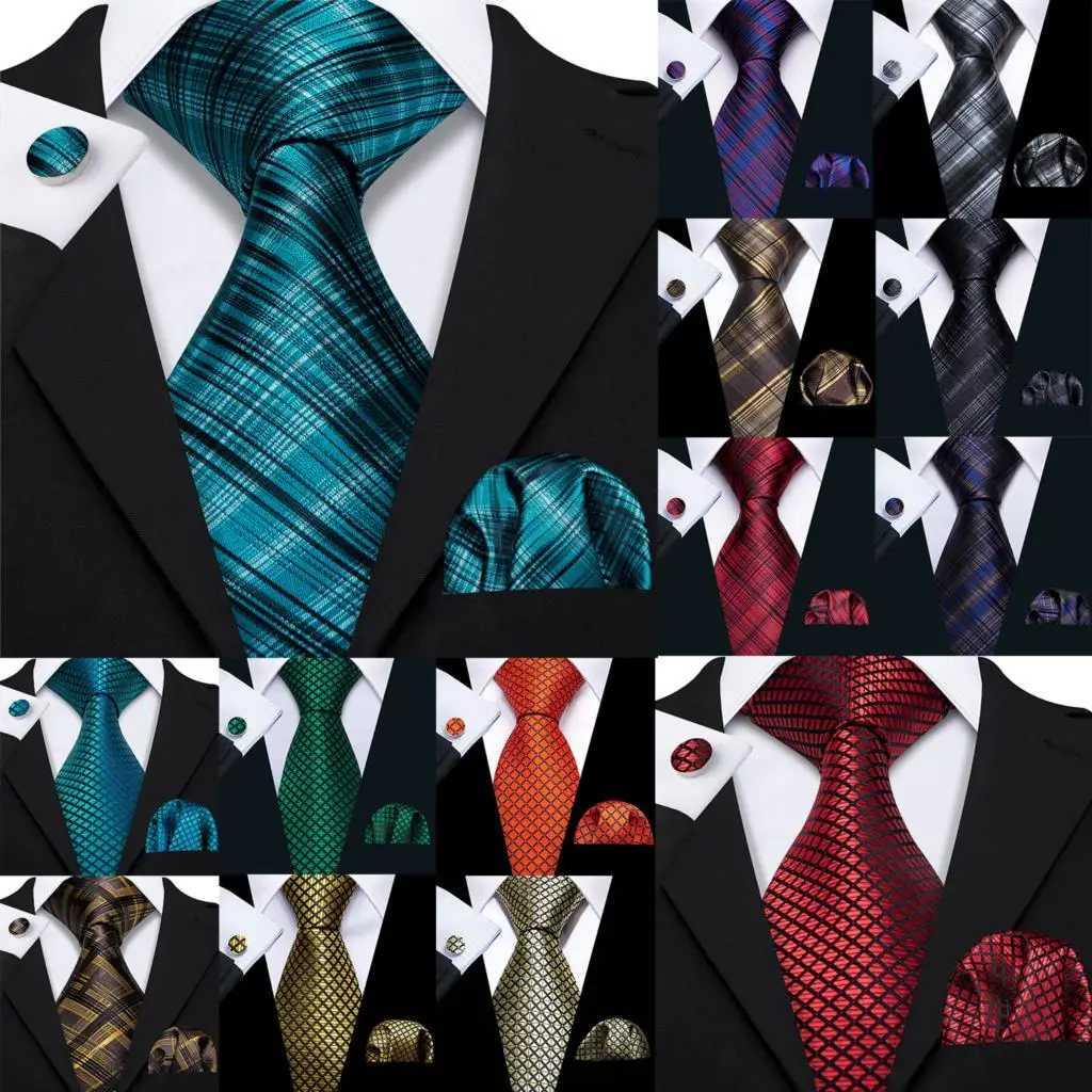 Barry. Plaid Silk Men Tie Handkerchief Cufflinks Set Designer Jacquard Checked Necktie for M Wedding Team Grosman Corp X250407