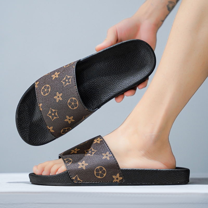 Designer slippers free shipping 2025 new thick sole premium texture casual sports luxury sandals for men daily wear outdoor indoor