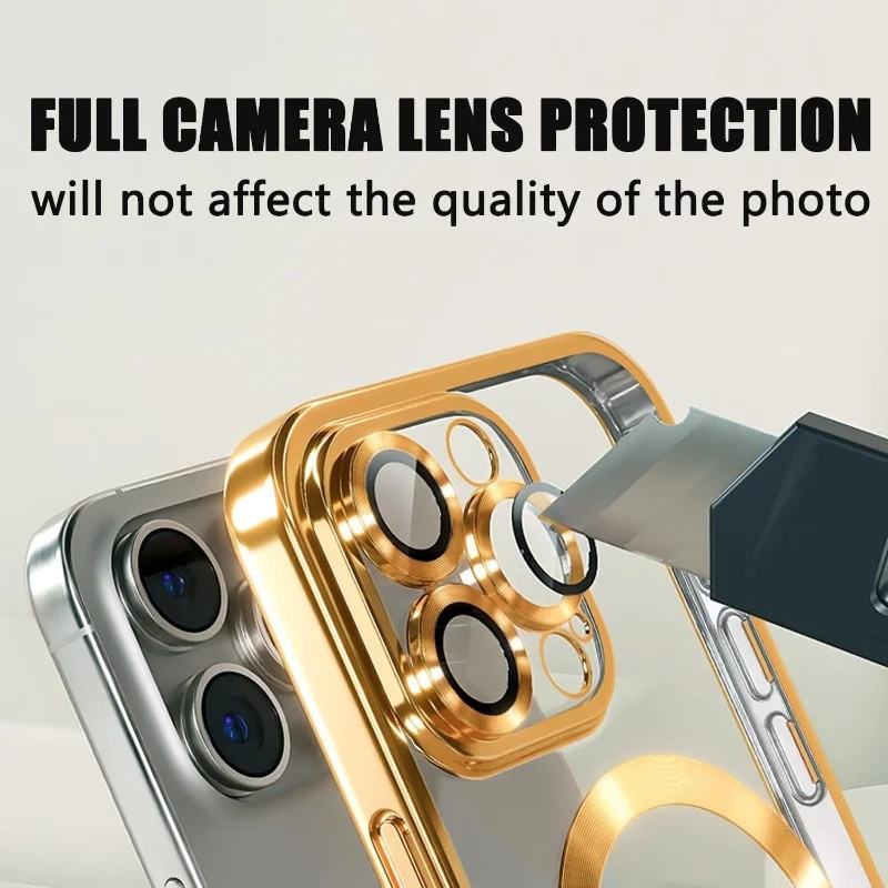 Electroplating Magnetic Case For iPhone 16 16e 15 14 13 12 11 Pro Plus Samsung S22 S23 S24 S25 Ultra Note 20 Plus Soft Magsafe Cover With Camera Lens 