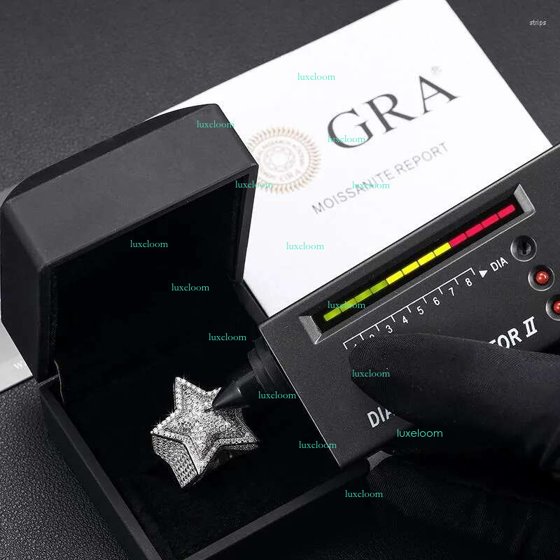 Cluster Rings Drop Fine Hip Hop Sier Jewelry Iced Out Sterg VVS Moissanite Dia Star Ring For Men Women