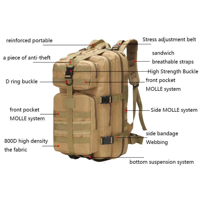 35L Men Women Outdoor Backpack Trekking Sport Travel Rucksacks Camping Hiking Fishing Bags