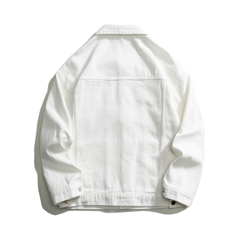 Autumn mens oversized denim jacket fashionable classic white cotton casual loose highquality top 250312