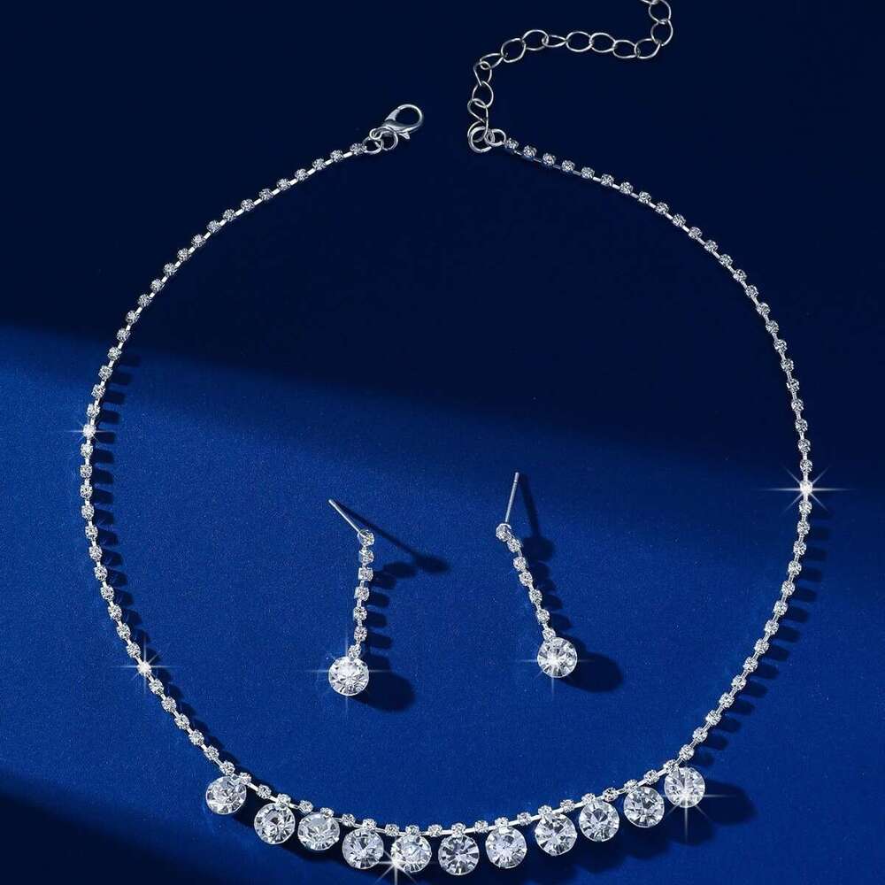 Hot selg bride dinner versatile rhie necklace earrings two-piece set, light lady and socialite dress accessories