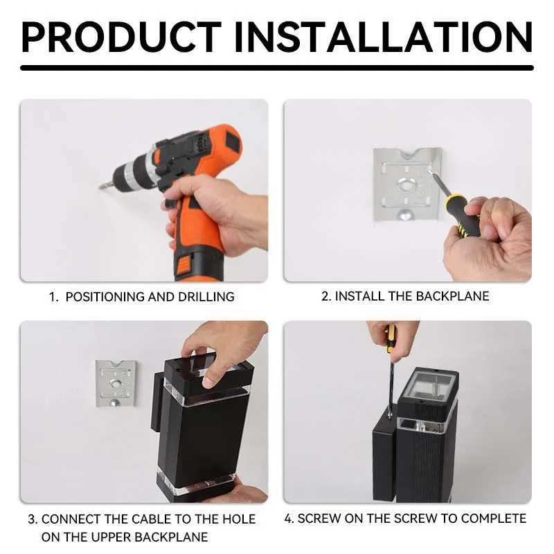 Modern Outdoor Decor Wall Light E27 Bulbs Waterproof Square Wall Lamp LED Home External Street Decoration Lighting Facade Lamps W251107