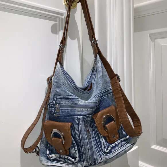 JIAERDI Punk Denim Y2k Bag Women 2023 High Street Pockets Chic Vintage Backpack Ladies Haruku Casual Messenger Bags Versatile