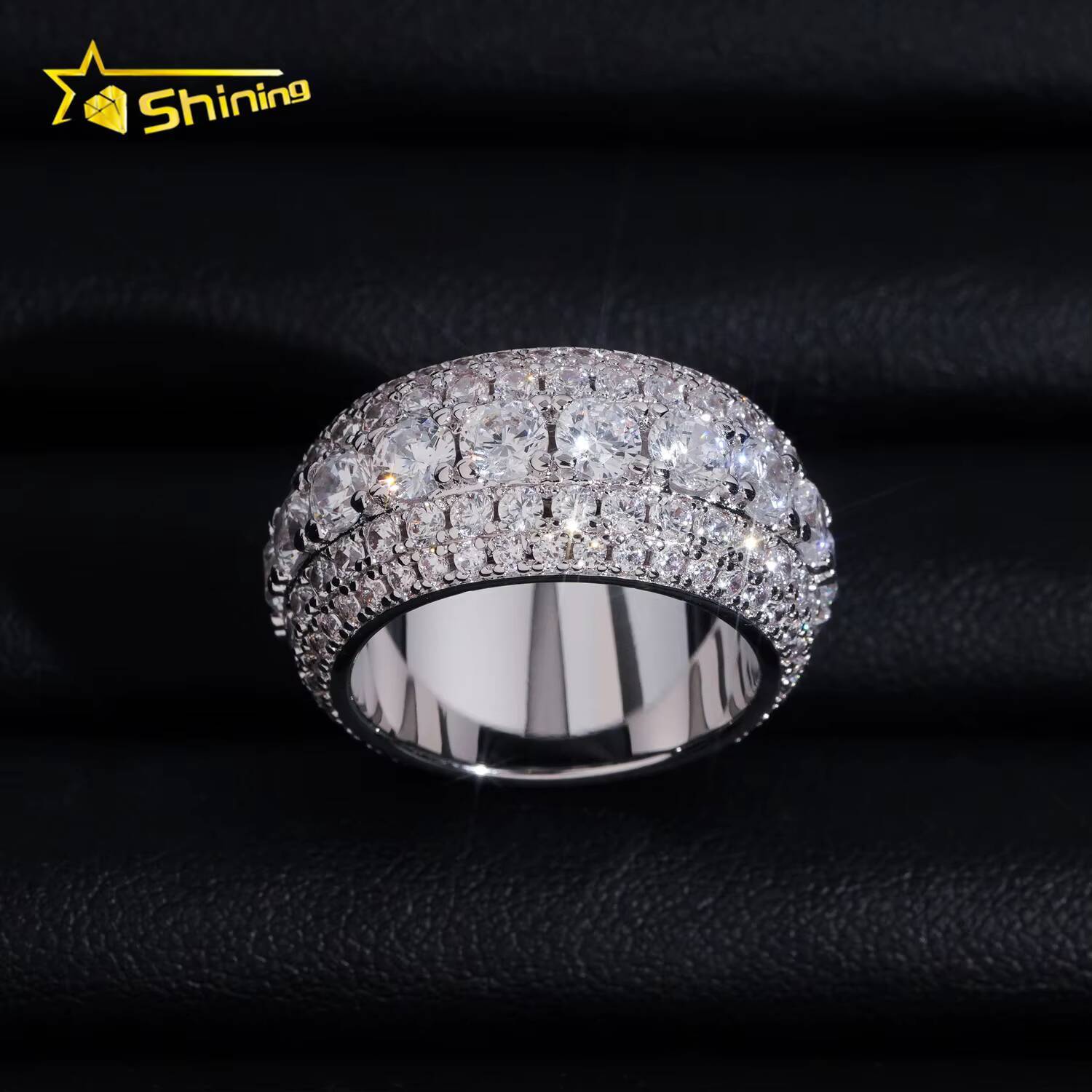 Ready to Ship Men Hip Hop Fully Iced Out CZ Diamond Ring Fashion Jewelry Rings Brass Zircon Engagement Ring