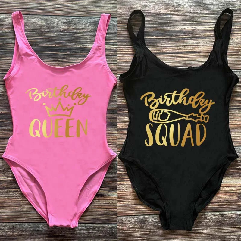 Birthday Queens Crown Swimsuit Team One Piece Female Singles Party Biquinis Femininio Mayo 250313