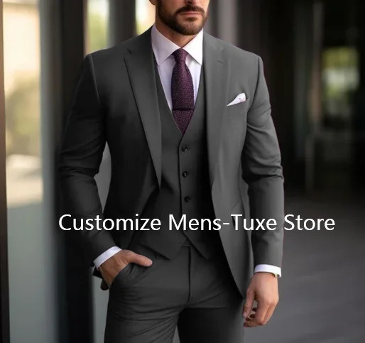 Purple Mens Suits Elegant Blazer Terno High Quality 3 Piece Jacket Pants Vest Set Business Outfits Costume Homme Slim Fit 250407