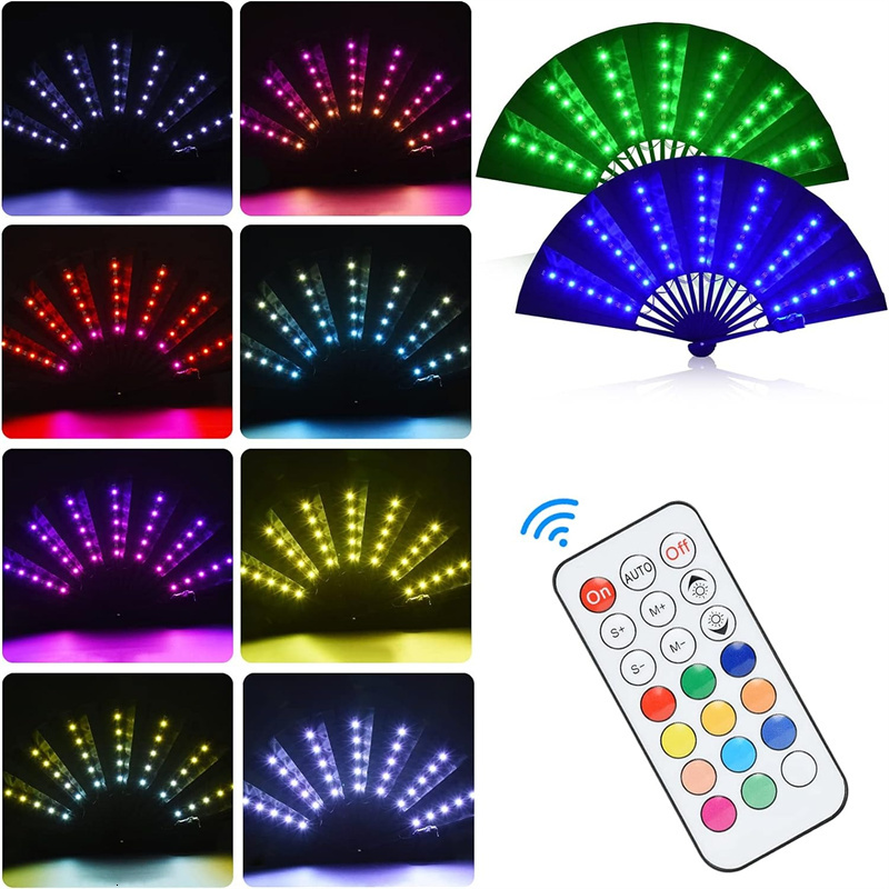 LED Glowing Fan Multicolor Light Up Fan With Remote Control Luminous Party Fan Festival Fans China Handheld Fan Club Prop Gift