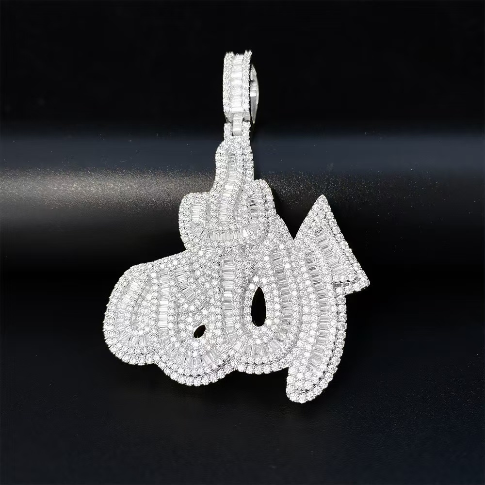 925 Silver Iced Out Moissanite Pendant Arabic Allah Pass Diamond Tester VVS Custom Moissanite Pendant