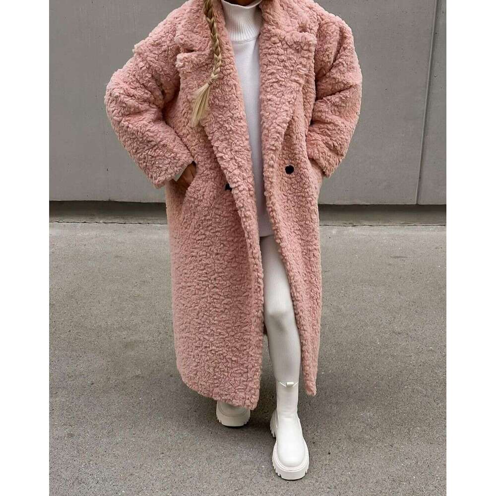 Autumn Winter New Cross-Border Women's Fashion Elegant Commuter Coat Long Sleeve Turn-Down Collar Furry Jacket for Women
