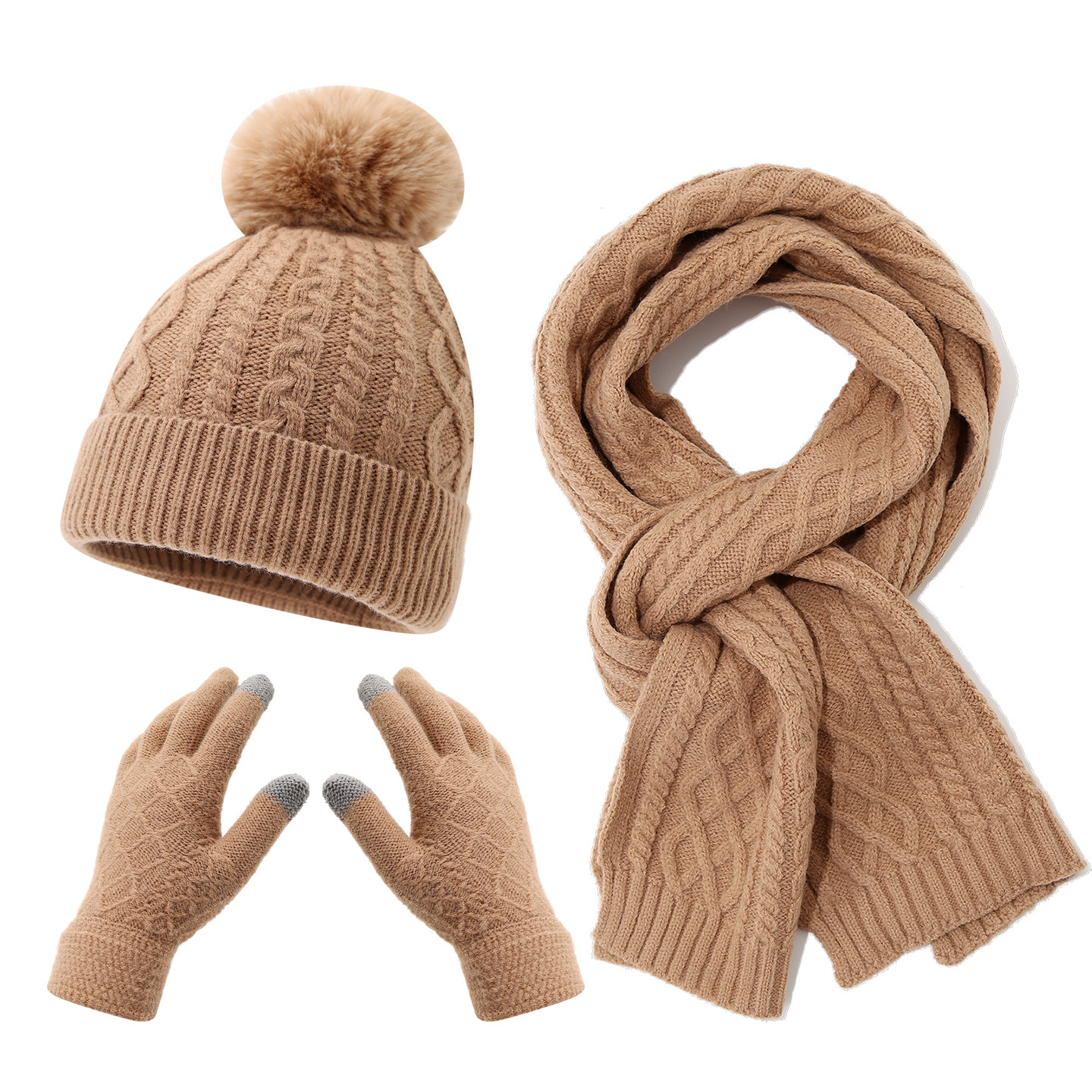 Hats designers women Adult hat scarf gloves three piece set autumn and winter outdoor cold proof warm and thick knitted hat set Christmas gift free sh