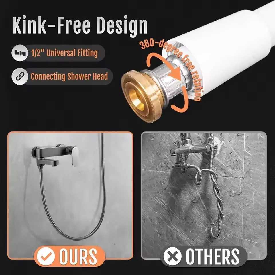 High Quality Silicone Shower Hose 15/2M ible Bath Pipe Anti-Winding High Pressure Shower Tube Bathro Faucet Accessories Y251107