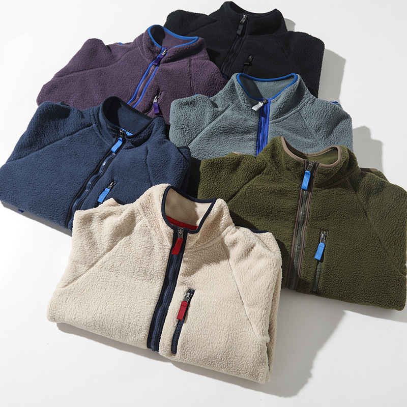 Designer Men's Jackets Lamb Fleece Casual Zipper Jacket Autumn And Winter Stand Collar Outdoor Sports Warm Coat Windbreaker For Men Sports And Le