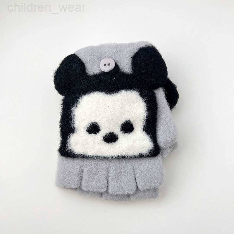 Disney Childrens Gloves Winter Warm Half Fingerless Flip Cover Elastic Elementary School Flying Elephant Kiki Strawberry Bear Mickey H251107