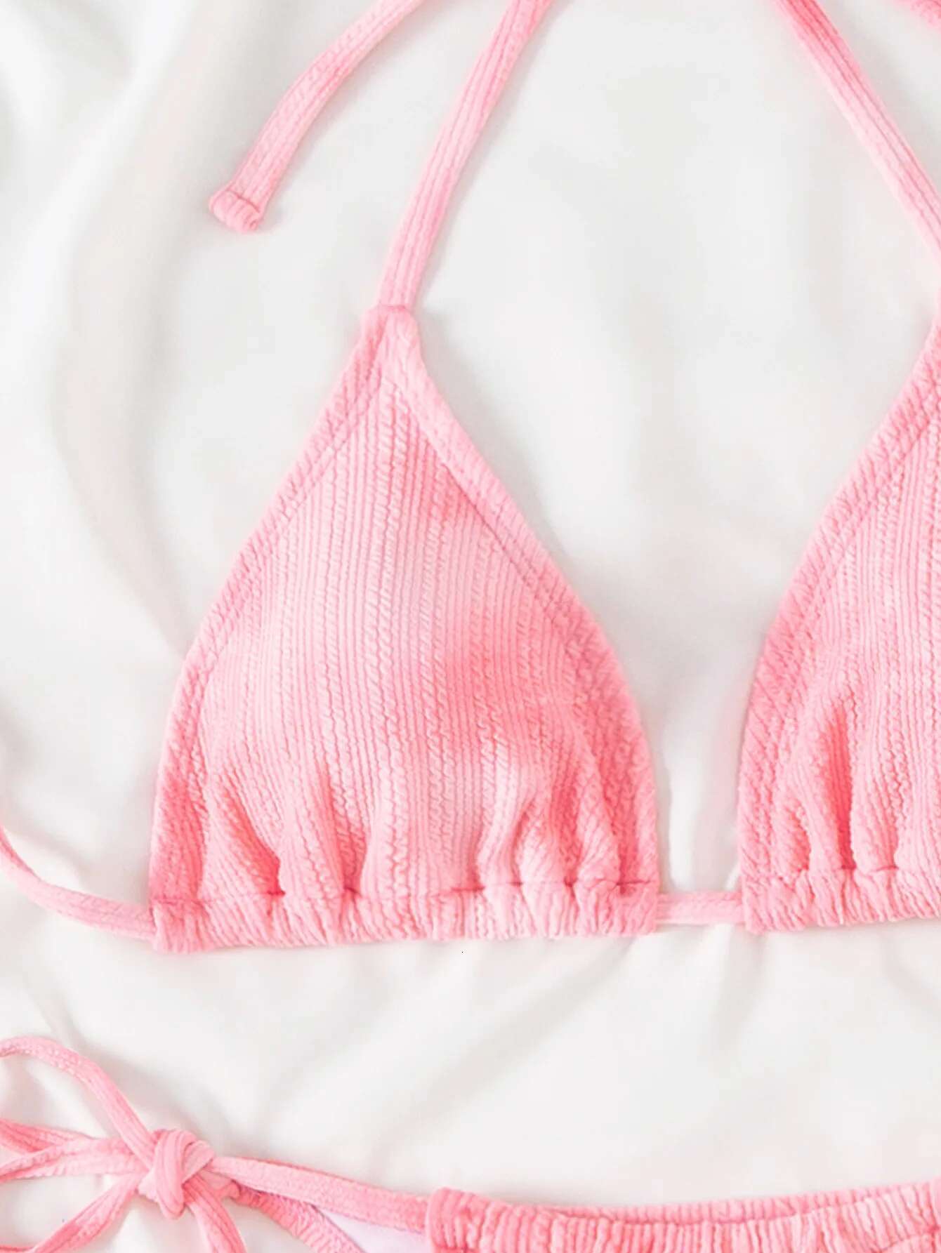 Dongdumaoyi Sexy Pink Bikini Women Halter Push Up Bra Micro Swimsuit Brazilian Holiday Bathing Suit Tie Side Thong Swimwear Biquini