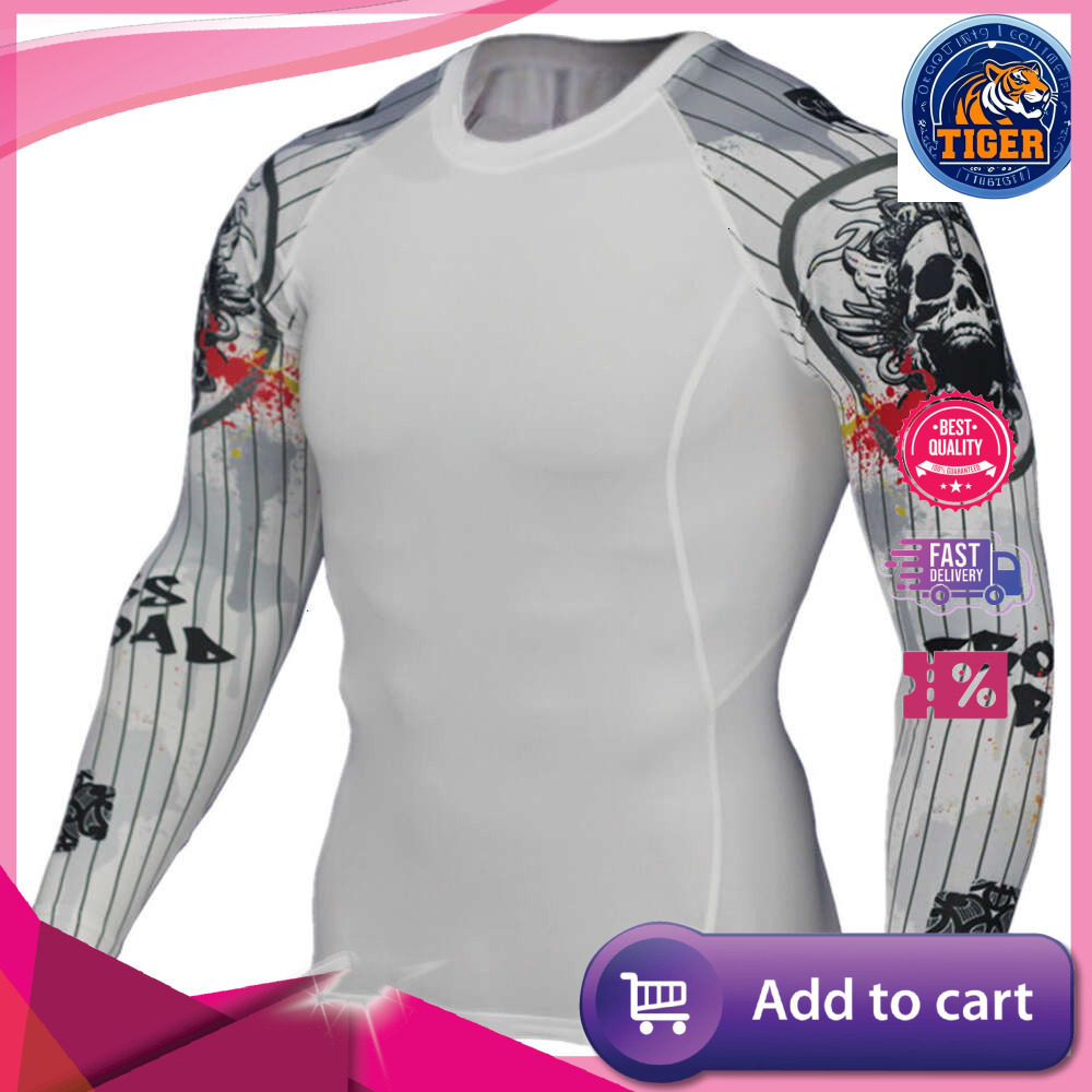 Ddmytiger Flower Arm Sports Quick Drying Men S T Shirt Basketball Running Fiess Elastic Training Compression Suit H