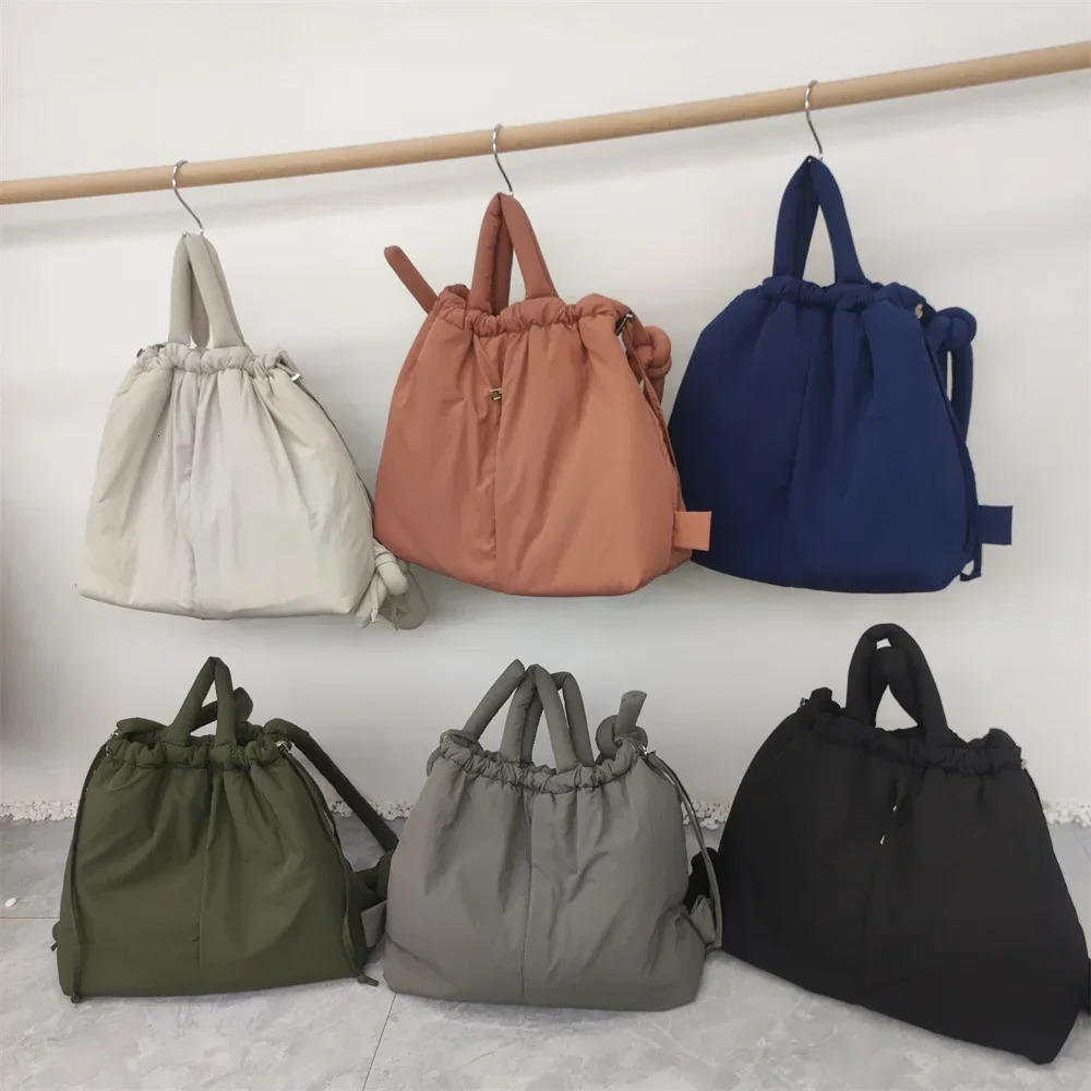 Casual Nylon Padded Tote Bag er Soft Puffer Women Shoulder Crossbody Bags Simple Vintage Large Capacity Handbags 2024250403