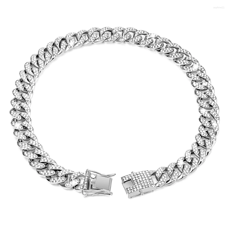 Update Rhinestone Dog Necklace Wear Resist Fashion Chain Rust Proof Glitter For Birthday Christmas Festival Pet Decor