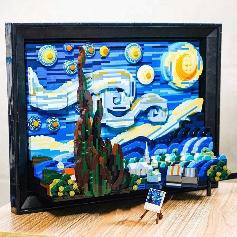 2316PCS Ideas Vincent Van Gogh The Starry Night Painting Building Blocks Art Craft Assemble Bricks Toys Gift For Adult Kids Y251107