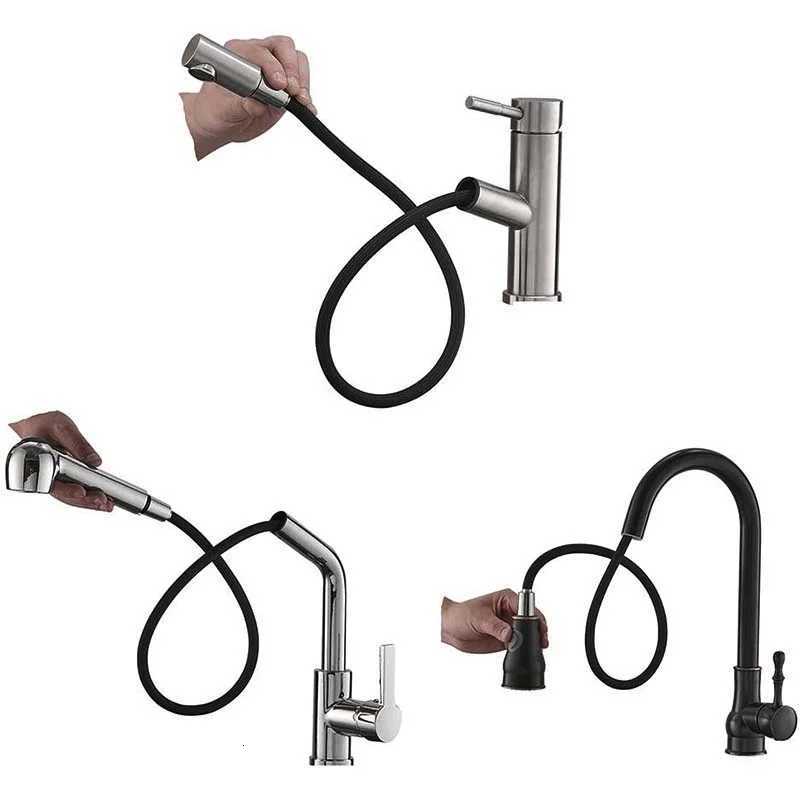 Black / Gray Nylon Wire Kitchen Faucet Pl Out Faucet Hoses Gray Nylon Pl-out Hose Tube Kitchen Wash Basin Sink Basin Connect Y251107