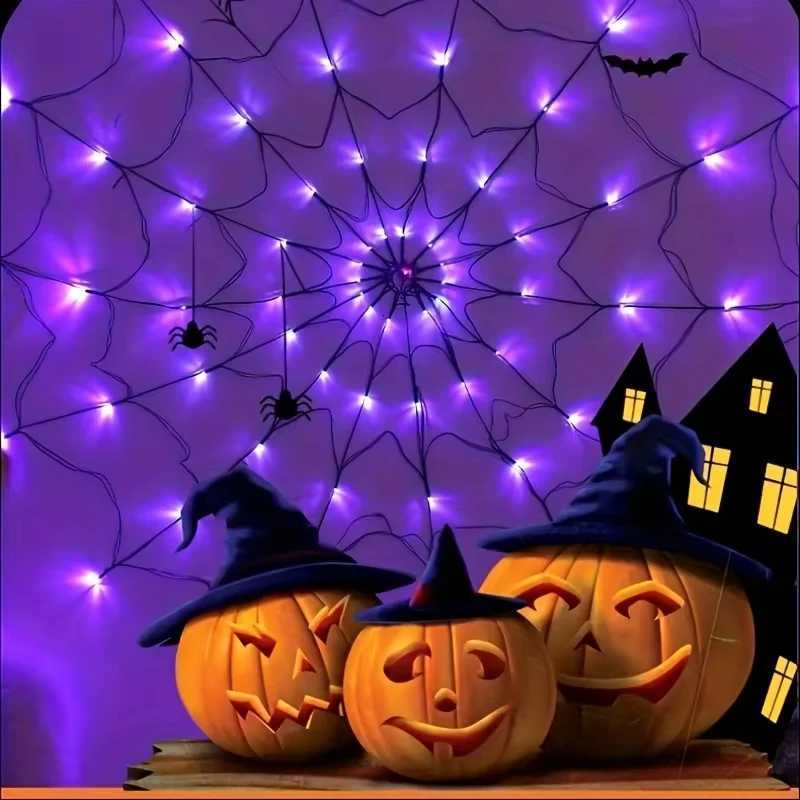 Halloween Party LED Light 70 LED String Ghost House Atmosphere Light Battery Powered Spider Web Lamp For Festival Party Decor W251107