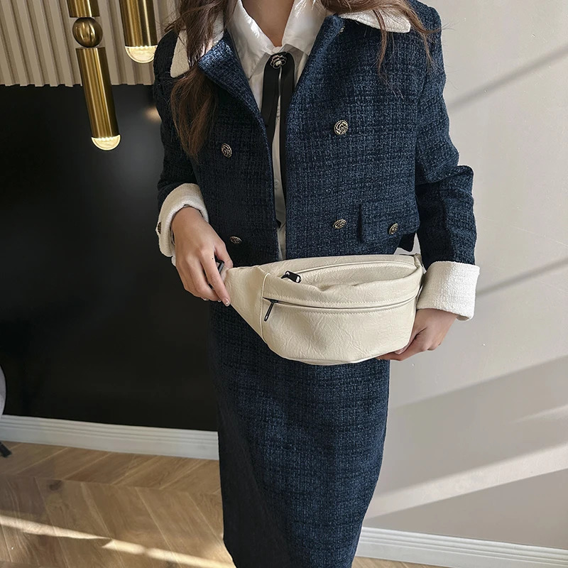 Sewing thread Pu zipper womens waist bag casual commuting womens selling bag Bolsas Para Mujeres 250402