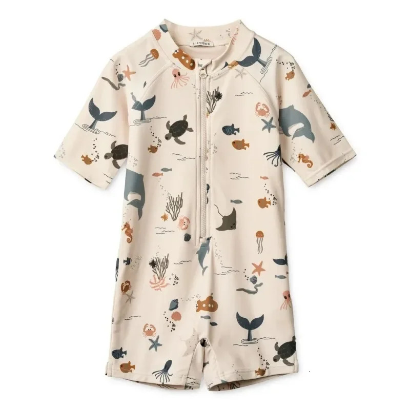 Baby Swimwear Boy Beach Shorts Boys Swimwears Ocean Long Sleeved Swimsuit Star Kids Vacation Sunscreen Swimsuits Sun Hat 250407