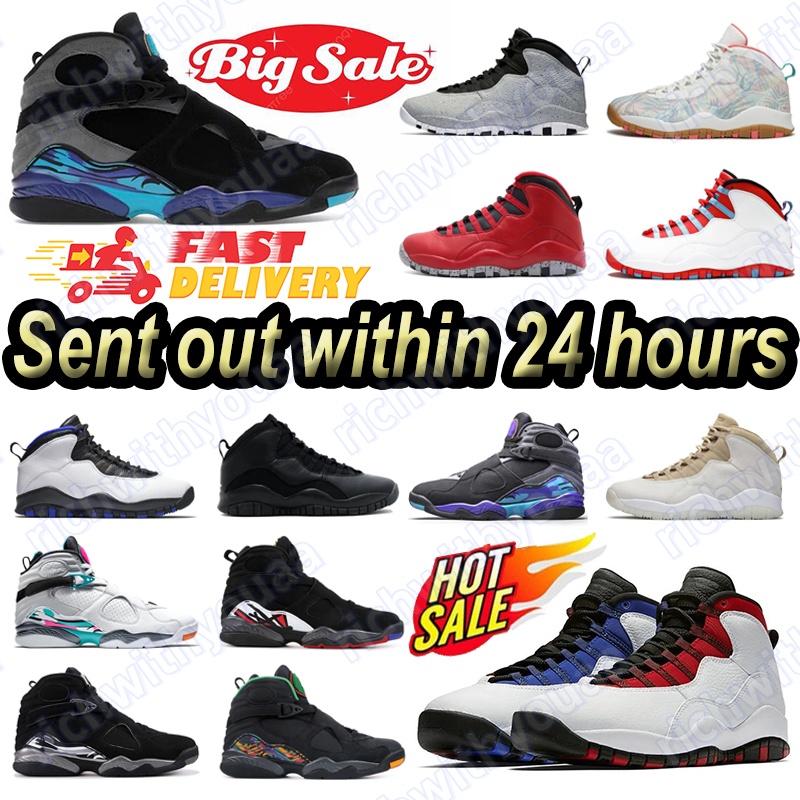 Designer shoes 8 10 mens basketball 8s 10s shoes Aqua Playoffs Taxi Valentines Day White Green Winterized Men Trainers Sports Sneakers 40-47