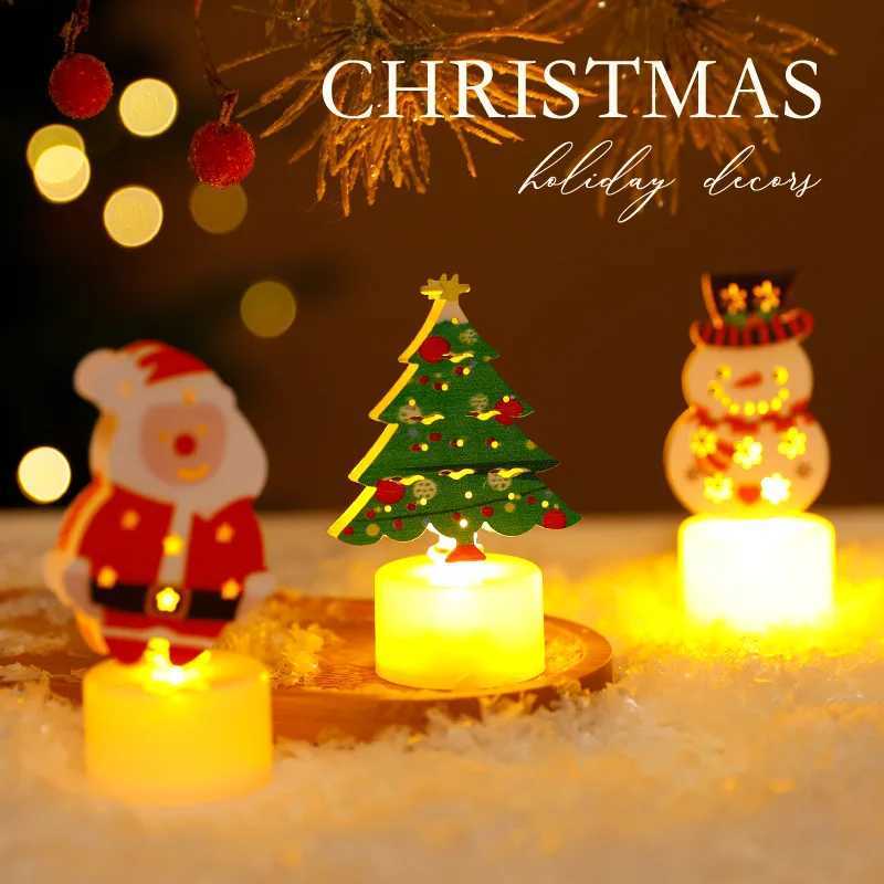 LED Electronic Candle Lights Christmas Trees Santa Claus Snowmen Creative Candles Small Night Lights Home Decorative Ornaments W251107