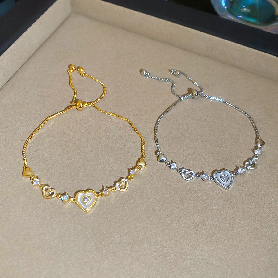 Hollow Heart Zircon Pull-out for Women, Fresh Fashionable, Versatile, Light Luxury, Simple and High-end Feel, Bracelet Jewelry - view 5