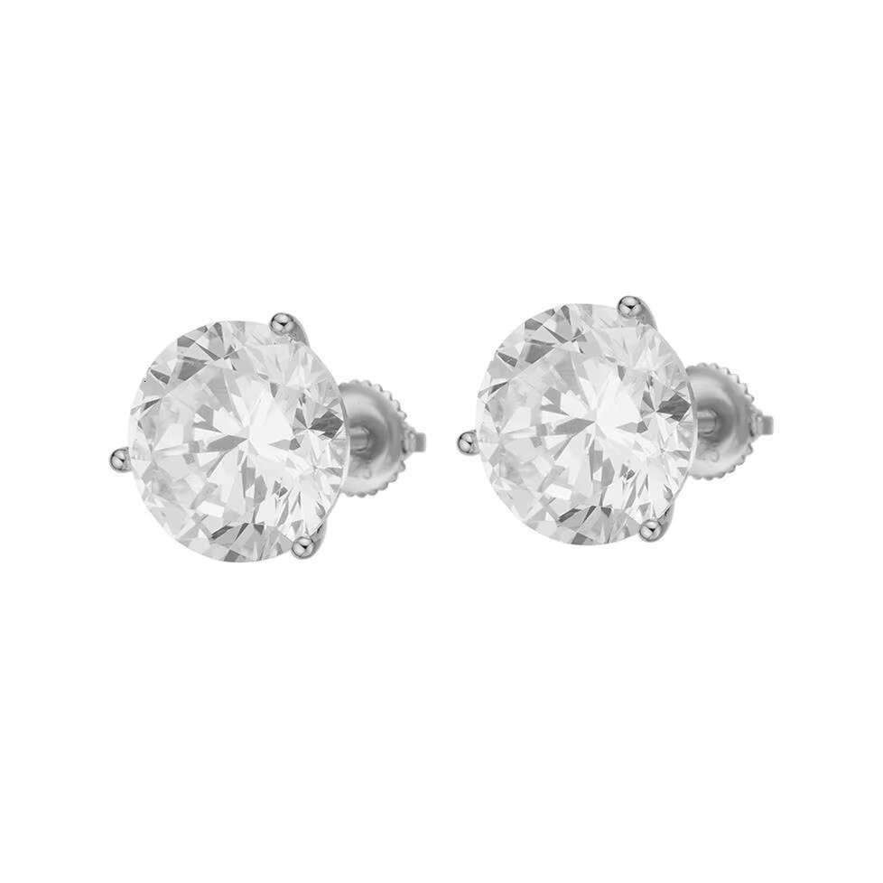 Fine Hip Hop Iced Out 5A Zircon Diamond 3mm Yellow Gold Plated 925 Silver Round Screwed Backed Stud Earrings for Unisex
