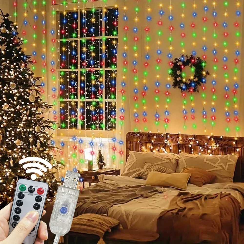Outdoor 8 Mode LED USB Curtain Light String 3M-6M Wedding Garland Fairy Light Christmas Party Holiday Decoration Garden Light W251107