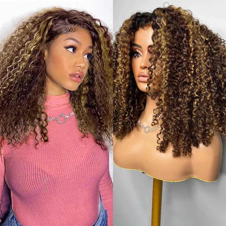 Bob Wig Human Hair 100 Highlight Ombre 5X5 Hd Lace Closure Wig Curly Short Blonde Colored Glueless Deep Wave Frontal Wigs W251107