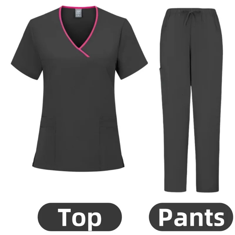 Nurse Beauty Salon Workwear Clinical Scrubs Top Pant Spa Doctor Nursing Tunic Suit Uniforms Woman Scrub Set 250402