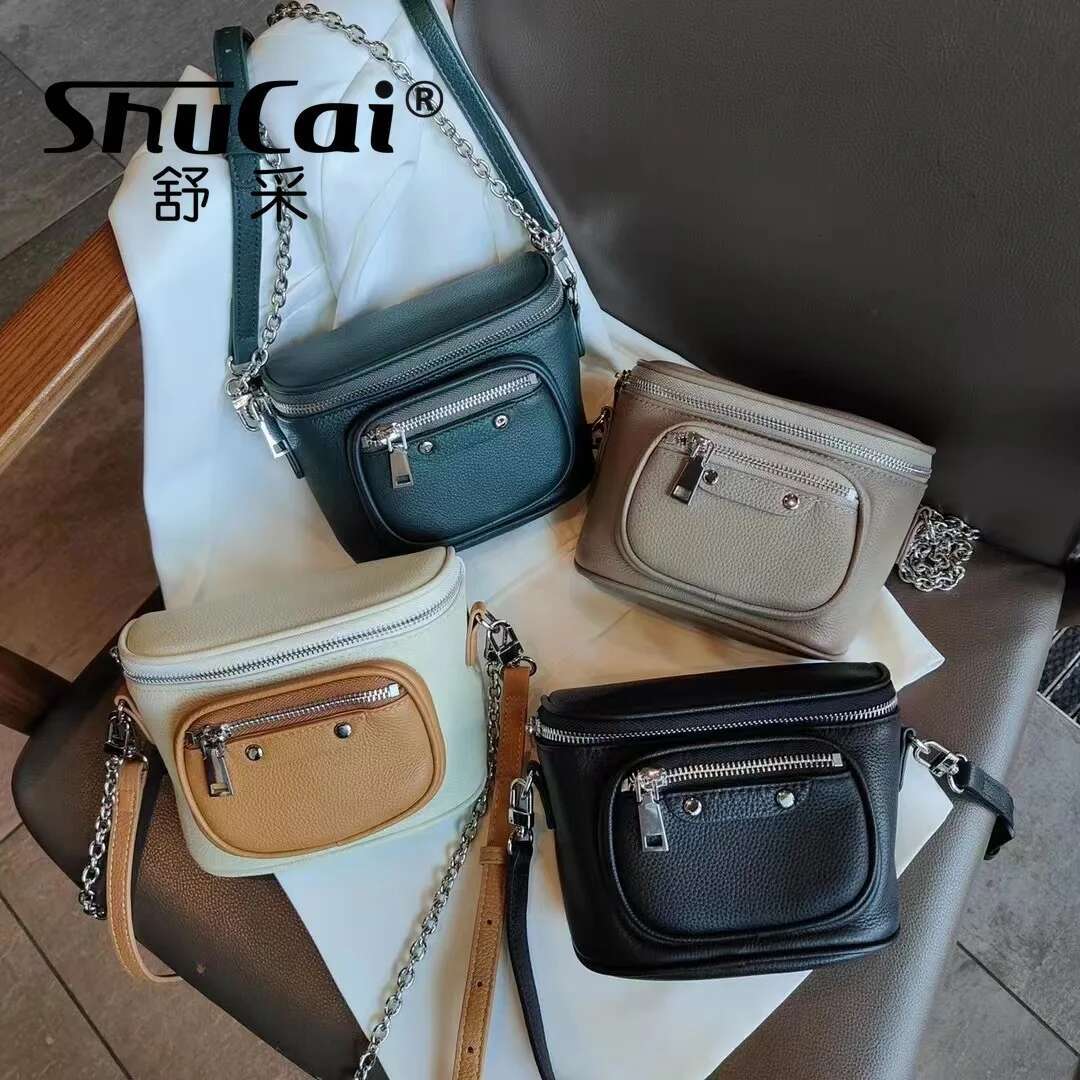 Genuine Leather New Chest Fashion Leather Single Shoulder Crossbody Chain Small Waist Bag