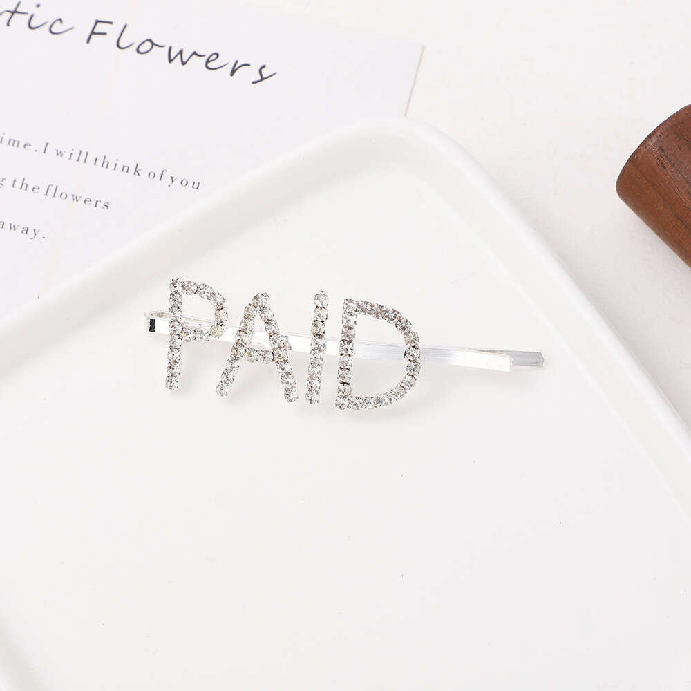 English letter one character bangs rhinestone silver personalized fashion trend hot alloy hair clip