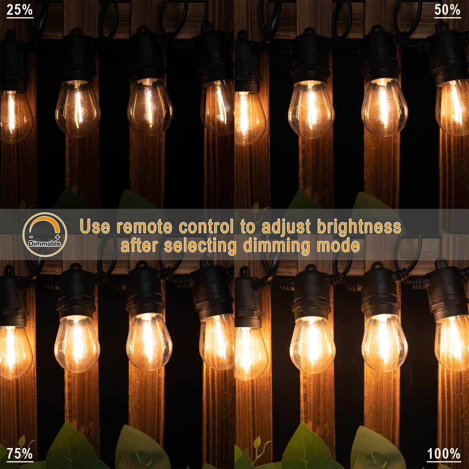 50FT S14 LED Garland String Lights Outdoor Dimmable connectable Shatterproof Fairy Hanging Light For Garden Balcony Decoration W251107