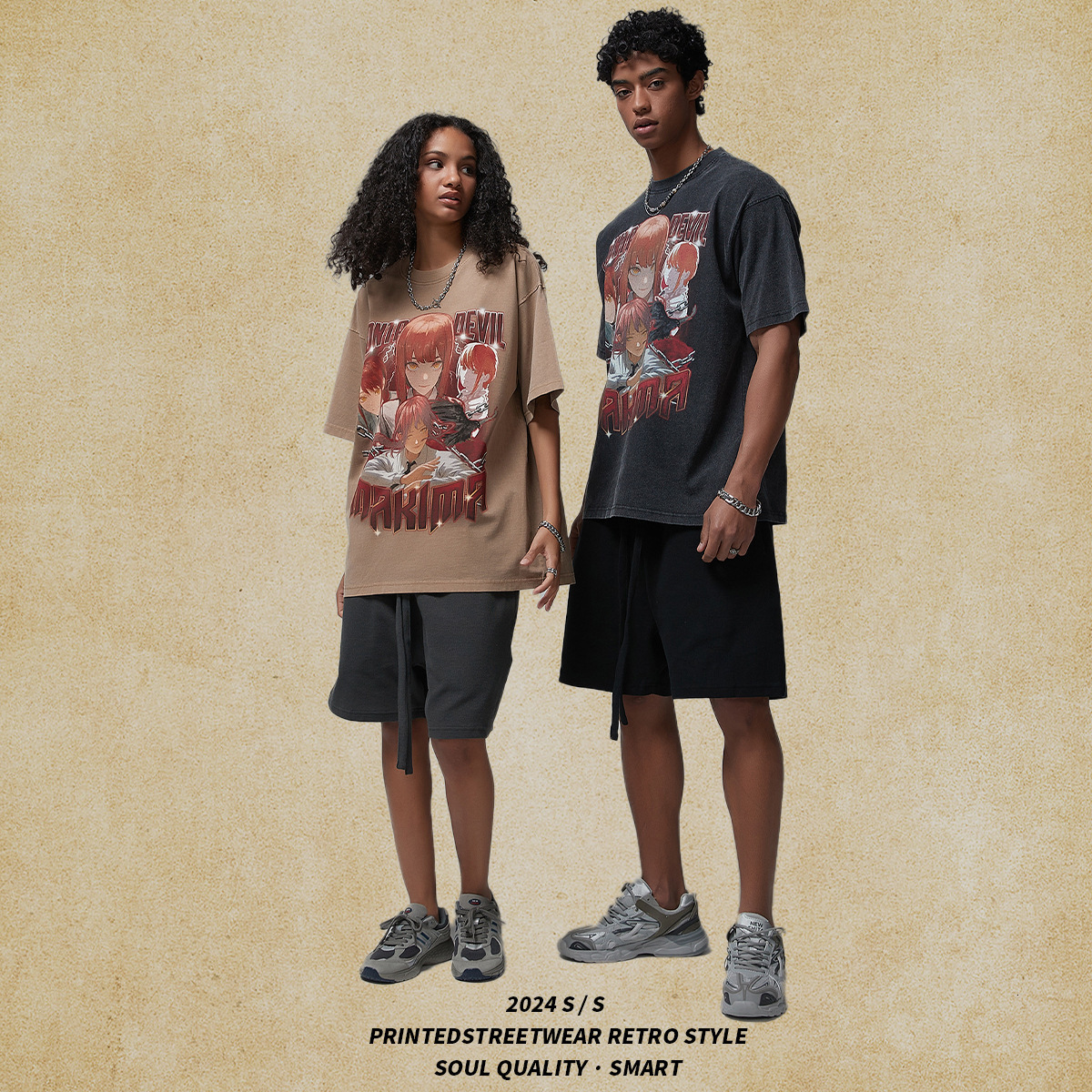 Wear | 2025 New Product 250g American Street Trendy Brand Men's T-shirt White Ink Breathable Printed T Short Sleeve