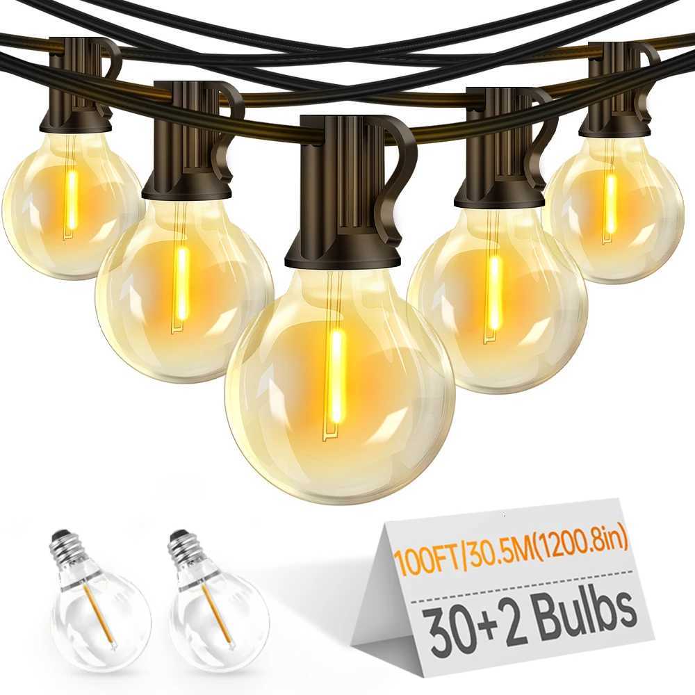 30/20/15/105/76M 30 Pcs Bulbs G40 String Light Glass 5W Bulbs Outdoor Garland UK Plug Connectable Christmas Garden Decoration W251107