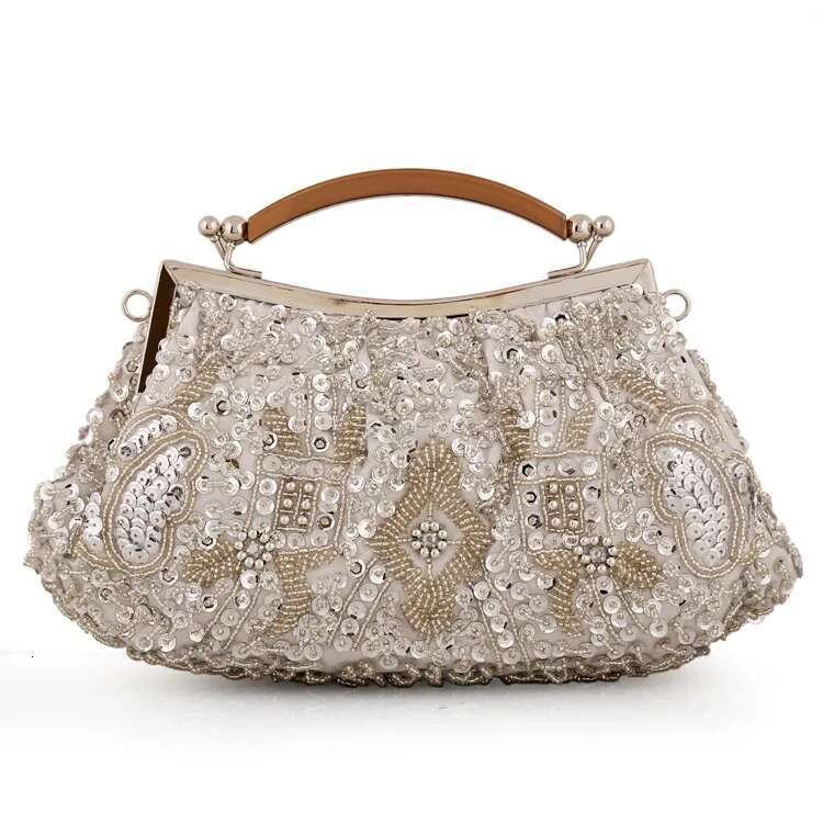 Vintage Sequin Beaded Handbags For Women Wedding Party Bridal Clutches Evening Fashion Retro Chain Crossbody Shoulder Bag