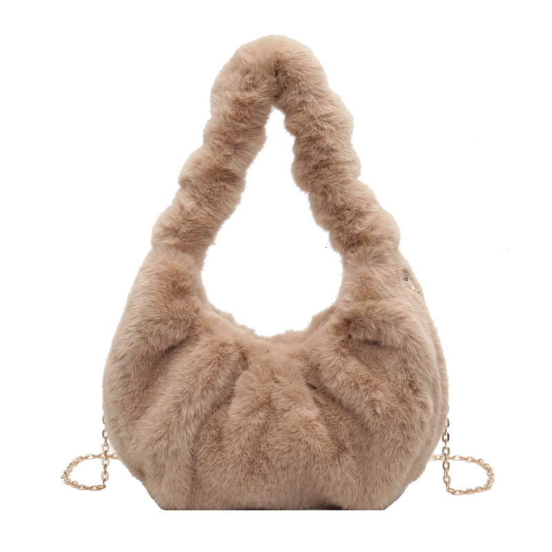 2025S Designer Women S Bag Fresh Fashionable Plush Crossbody Women S Sweet Korean Wrist Bag Autumn And Winter New Chain Carrying Cloud Bag