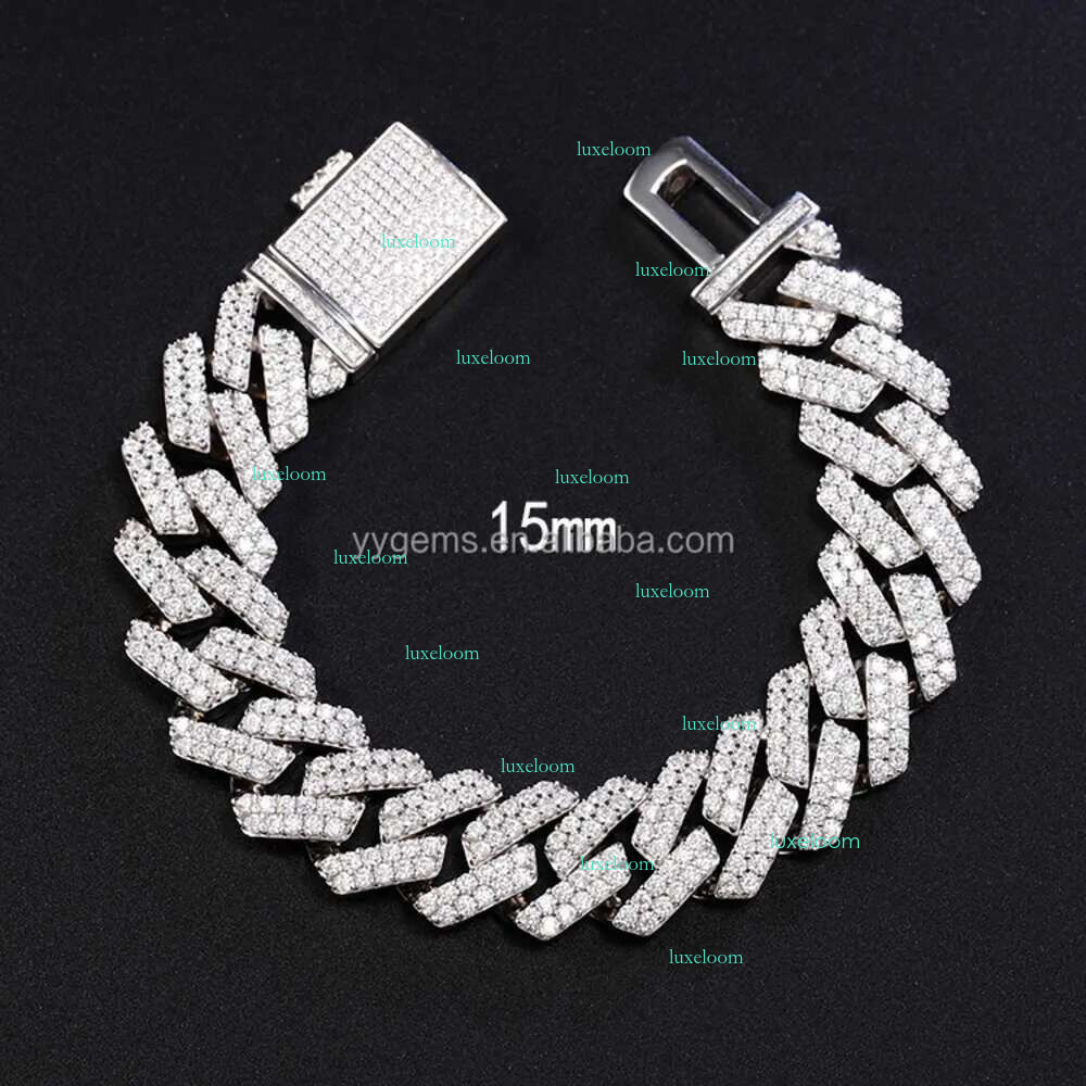 Hip Hop Inspired 15mm Designer Chain Necklace - VVS Moissanite & White Gold Plate