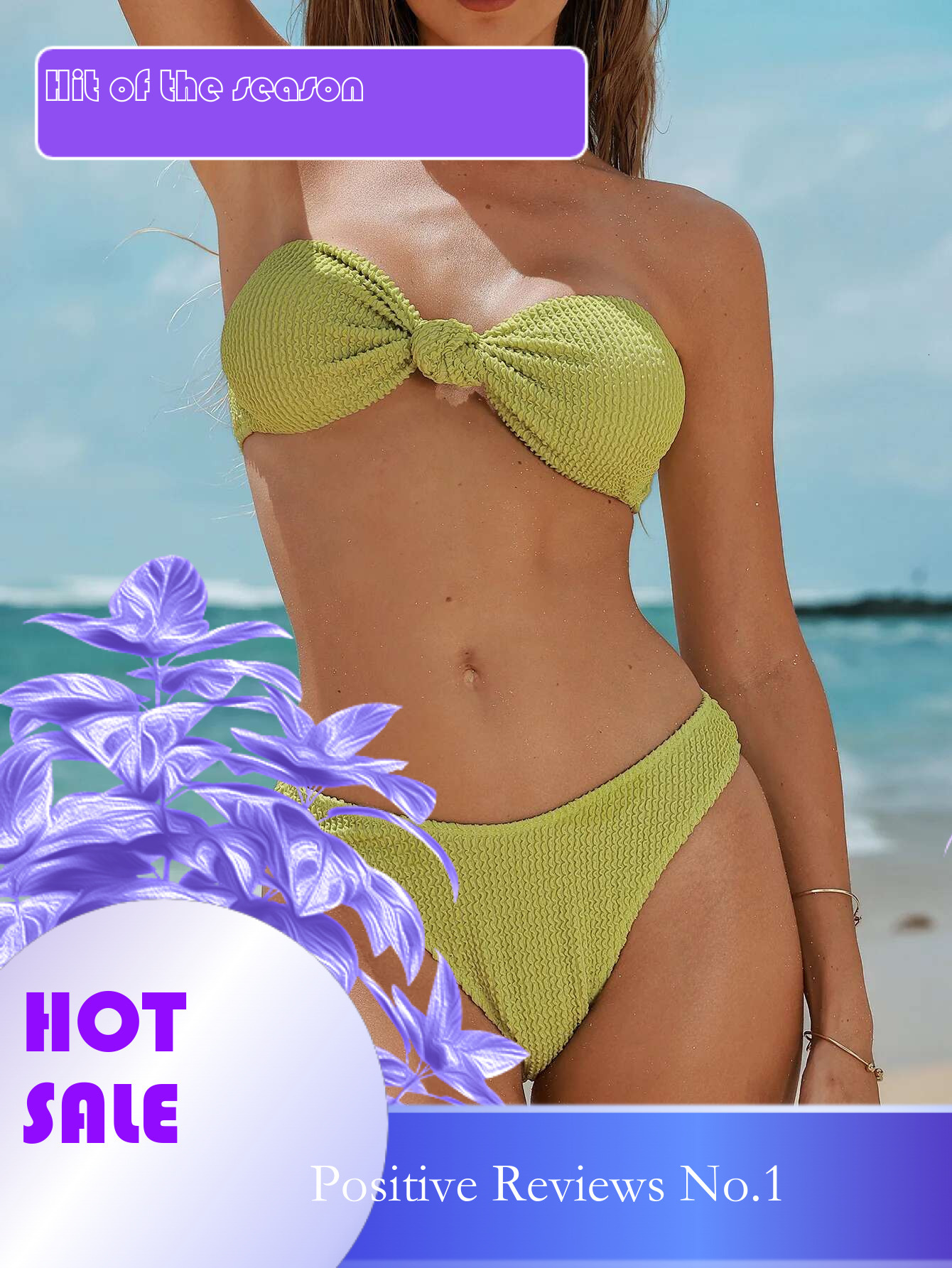 Dongdumaoyi Sexy Bandeau Bikini Mujer Front Tie Push Up Micro Swimsuit Brazilian Ribbed Bathing Suit High Waist Swimwear Beachwear
