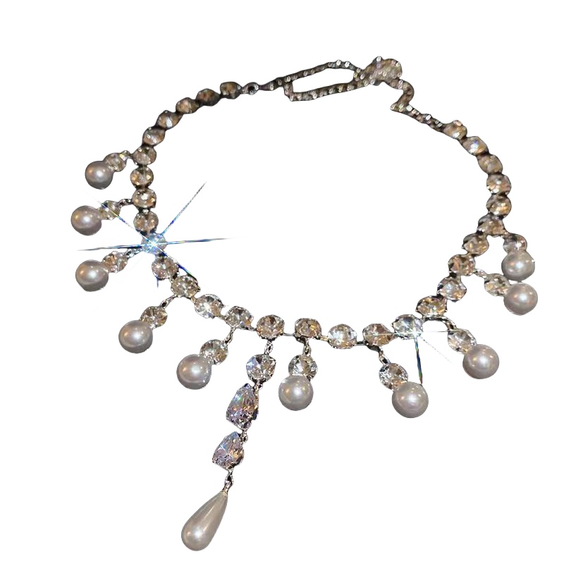 Chic Female Faux Pearl Necklace with Radiant Drop Beads Ideal for Party and Everyday Use