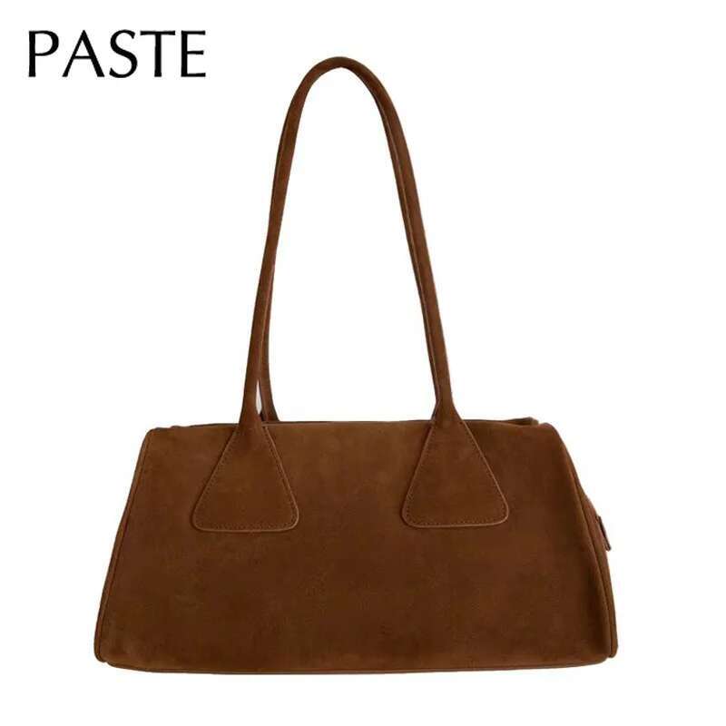 New Ins Chic Niche Stylish Pillow Bowg Tote Large Real Suede Cow Leather Women Shoulder Bag Long Handle Winter Handbag