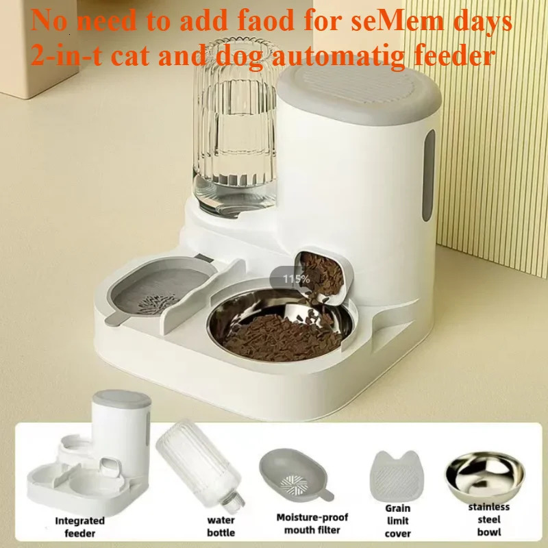 Cat bowl automatic feeder suitable for cats dogs pets water dispensers comprehensive cat bowls cat food alkali dogs eating and drinking 250403