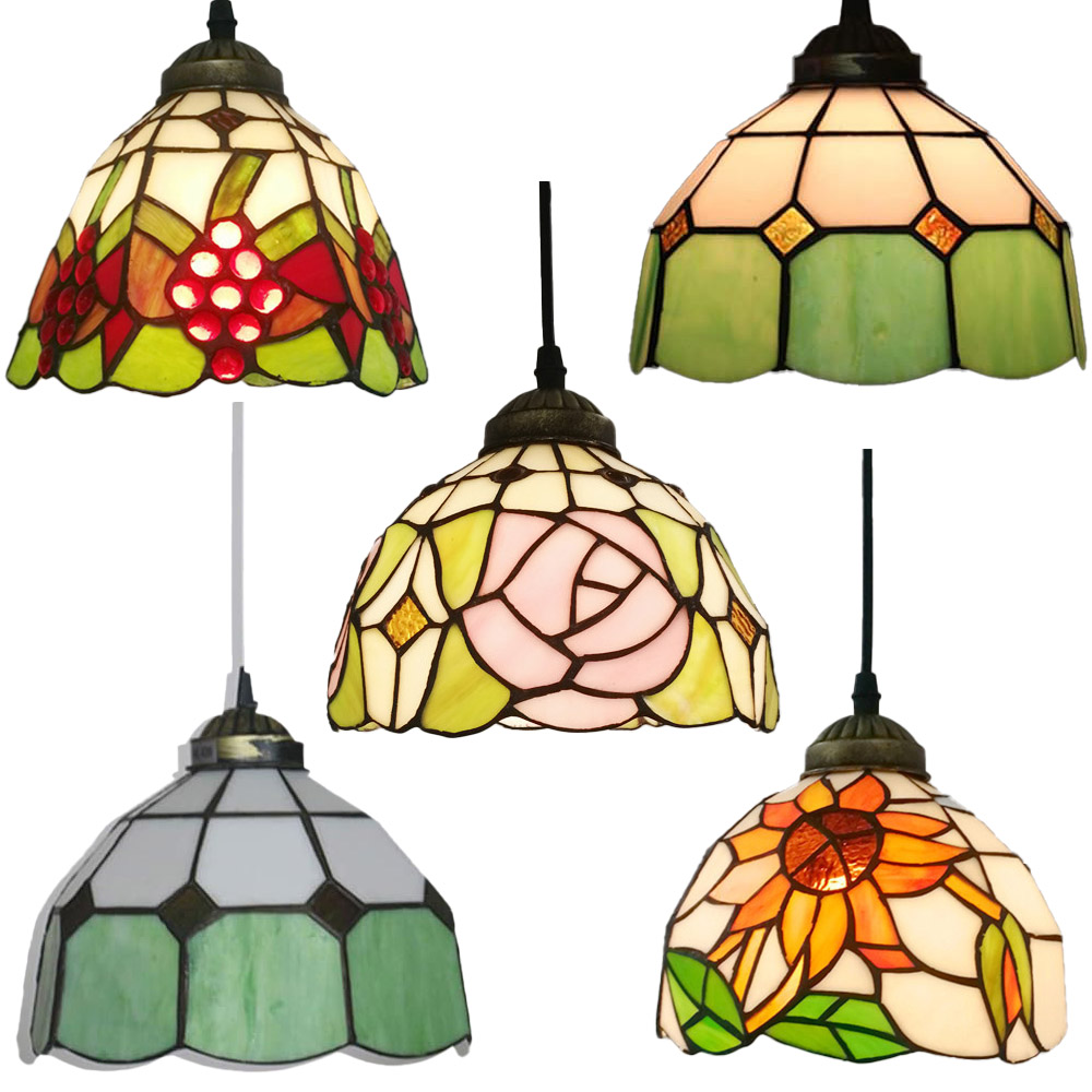 20 CM 8 INCH Classic Tiffany Style Stained Glass Ceiling Chandelier - Unique Hanging Light fixture Ideal for Bedroom and Dining Room Ambiance