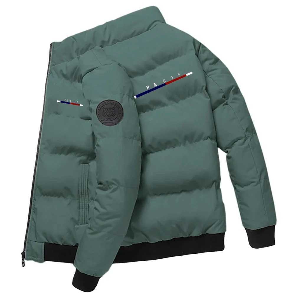 Self-heating down jacket for men solid windproof pleated down jacket with stand-up collar classic warm winter jacket for menT251107